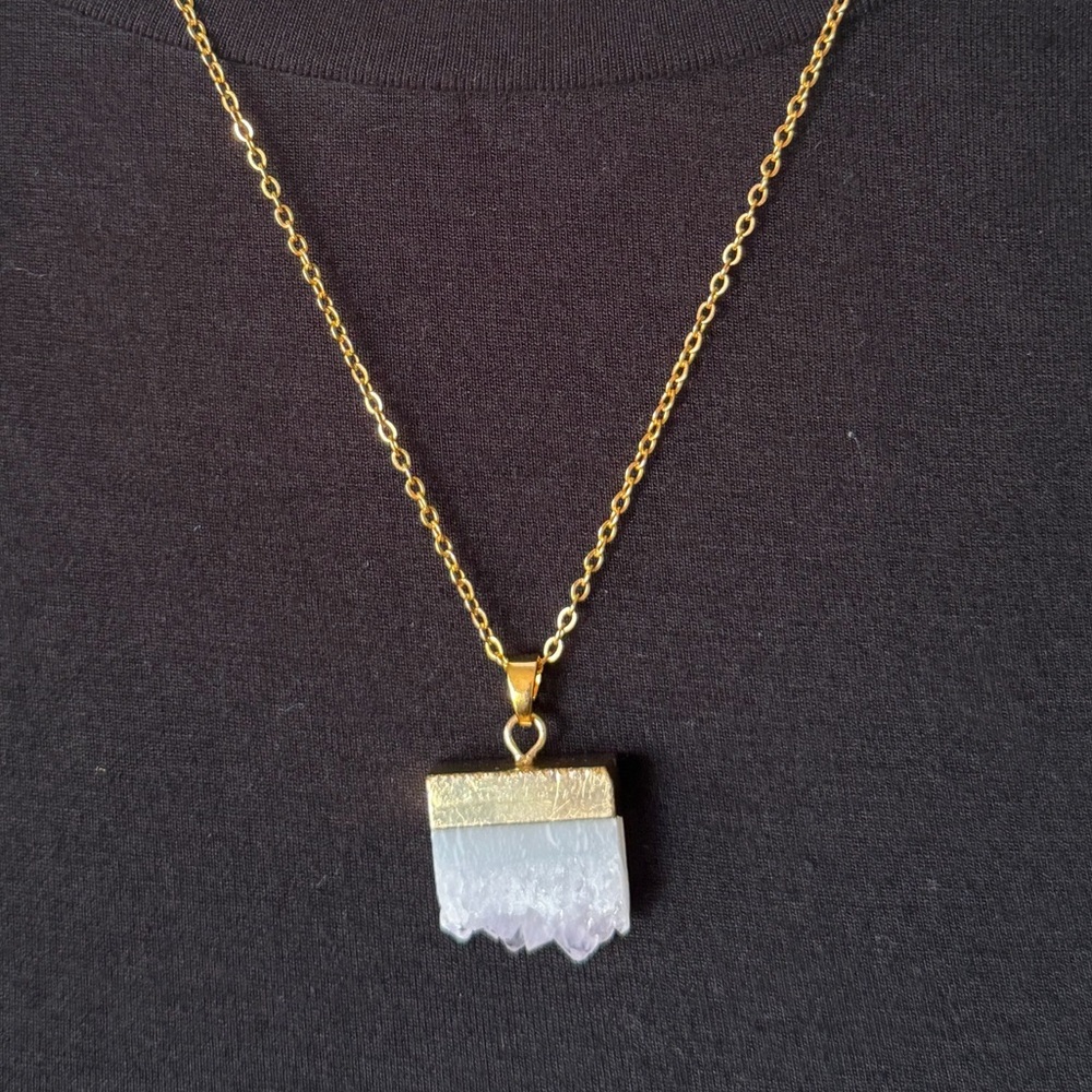 Gold-Tone Druzy Pendant Necklace - Women Jewelry